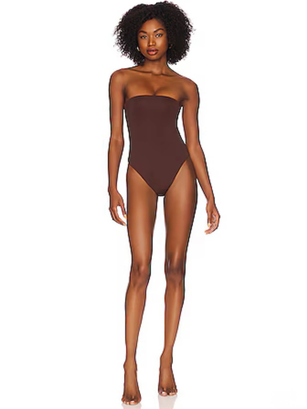 Aexae Bandeau One Piece Swimsuit Chocolate Brown S